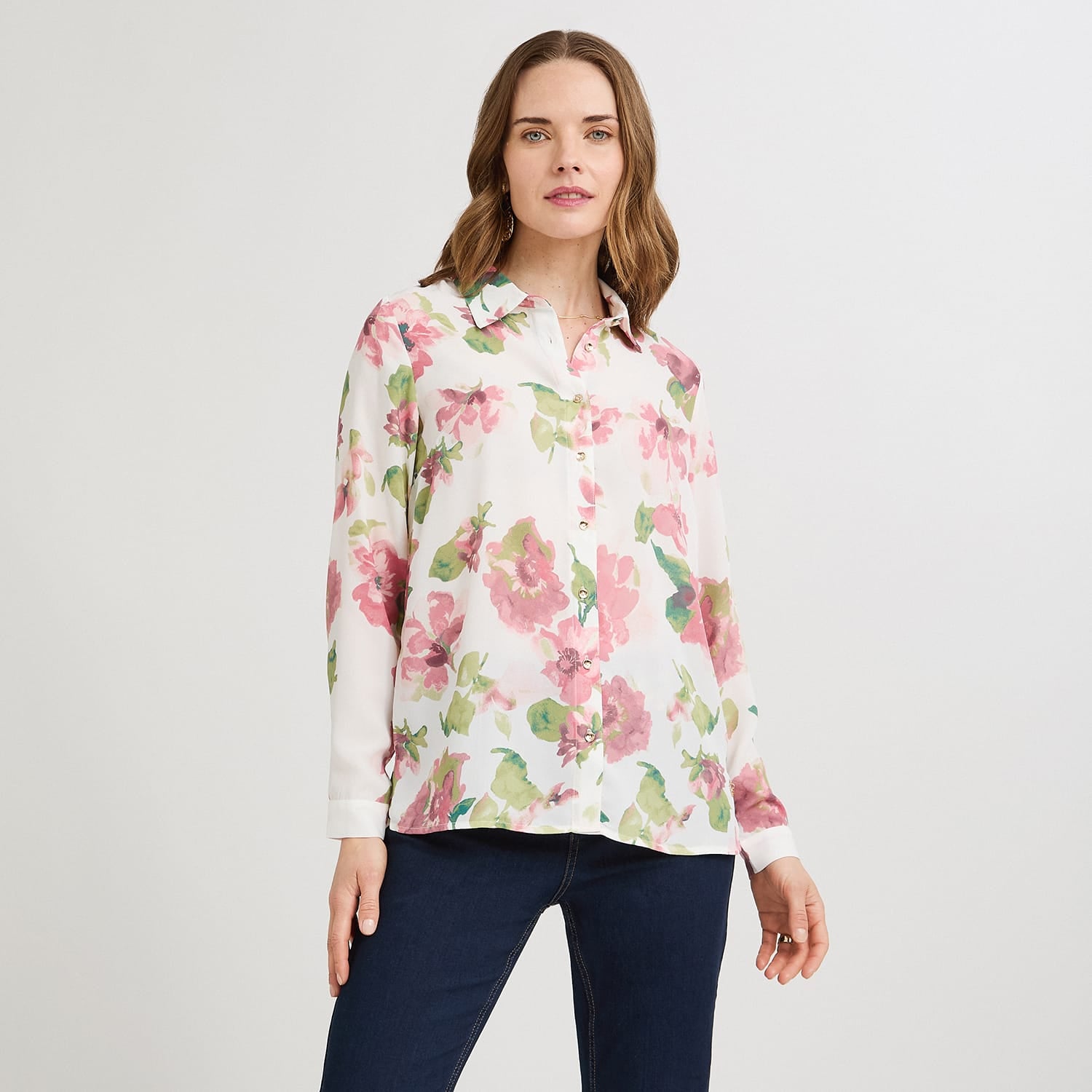Blusa Manga Larga con Botones Rosado